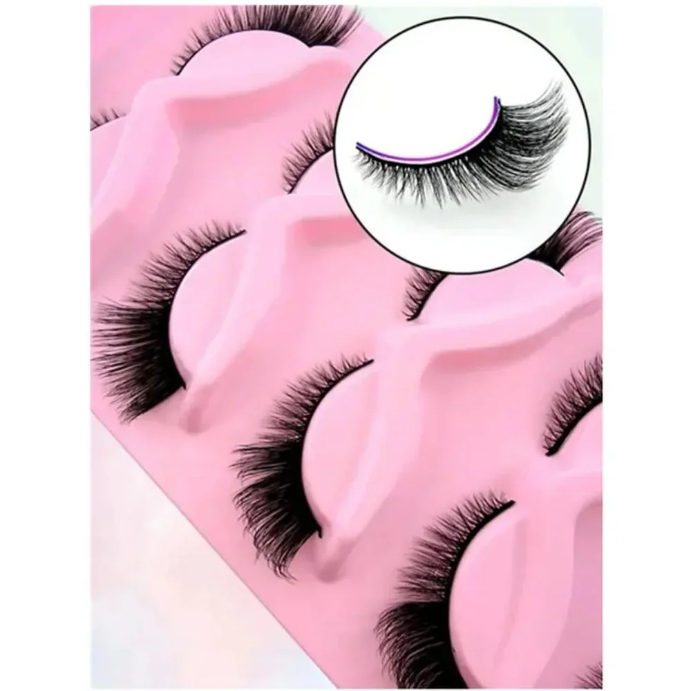 5 Pairs Cat Eye False Eyelashes Fox Eye Lashes Angle Wing Lashes - Picture 5 of 8